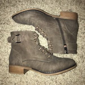 Brown women's combat boots